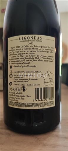 Valle del Ródano Gigondas Le Cellier des Princes 2022