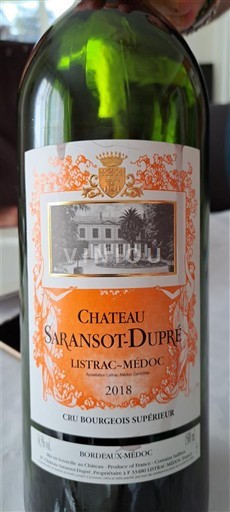 Burdeos Listrac-Médoc Cru Bourgeois Supérieur Château Saransot-Dupré 2018