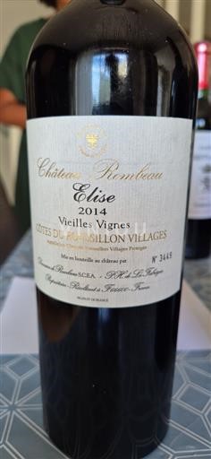 Rosellón Côtes del Roussillon Villages Château Rombeau Elise 2014