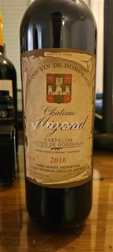 Bordeaux Castillon Côtes de Bordeaux Château Migaud 2016