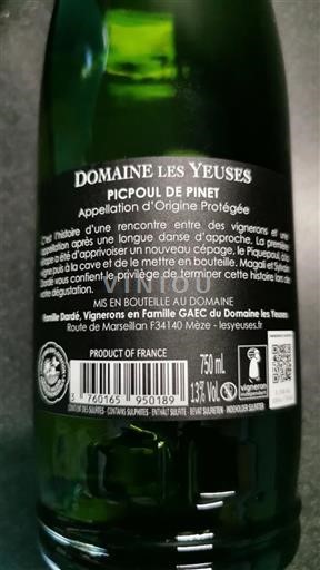 Langvedok Picpoul-de-Pinet Domaine Les Yeuses Neleten.