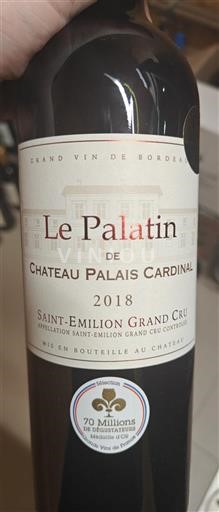 Burdeos Saint-Émilion Gran Cru Château Palais Cardinal Le Palatin 2018