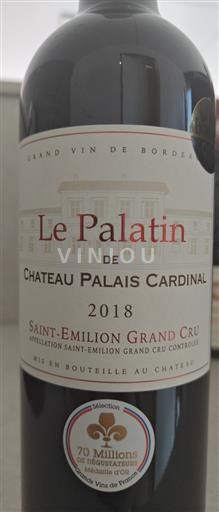 Burdeos Saint-Émilion Gran Cru Château Palais Cardinal Le Palatin 2018