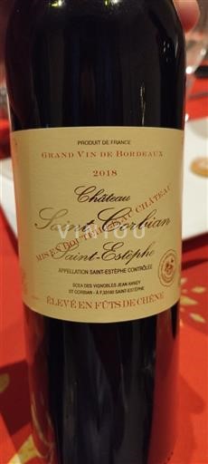 Bordeaux Saint-Estèphe Château Saint Corbian 2018