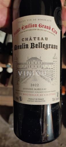 Bordeaux Saint-Émilion Grand Cru Grand Cru Château Moulin Bellegrave 2022