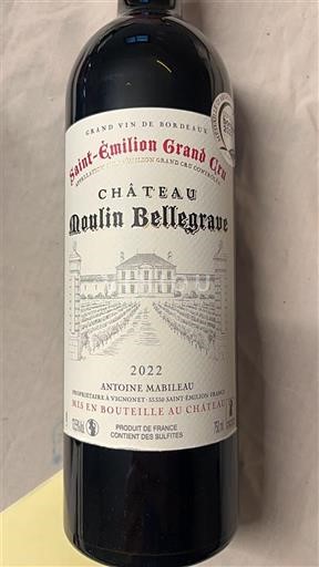 Bordeaux Saint-Émilion Grand Cru Grand Cru Château Moulin Bellegrave 2022