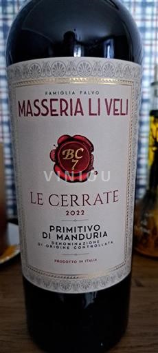 Puglia Primitivo di Manduria Masseria Li Veli Le Cerrate 2022