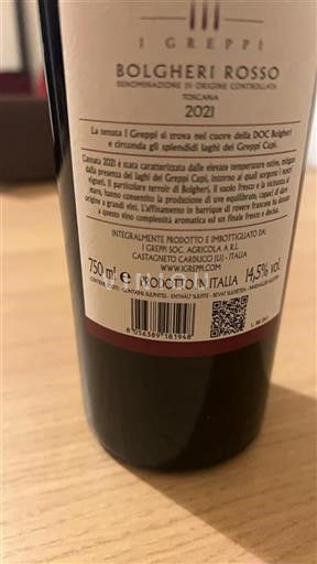 Toskánsko Bolgheri I Greppi Bolgheri Rosso 2021