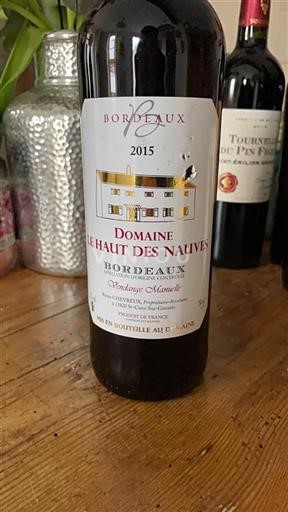 Burdeos Bordeaux Domaine Le Haut Des Nauves 2015