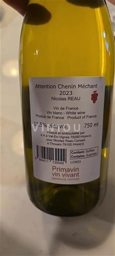 Loire Valley Unspecified Nicolas Reau Attention Chenin Méchant 2023