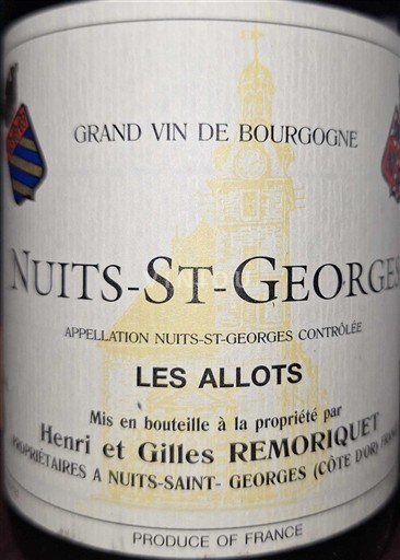 Borgonha Nuits-Saint-Georges Henri et Gilles Remoriquet Les Allots 2016