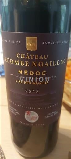 Bordeaux Médoc Cru Bourgeois Château Lacombe Noaillac 2022