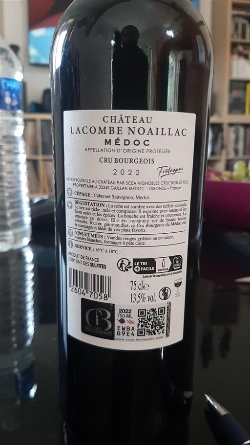 Bordéus Médoc Cru Bourgeois Château Lacombe Noaillac 2022