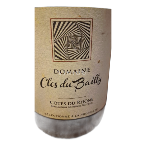 Vin Rouge sec Clos Du Bailly 2015 France Vallée du Rhône Côtes-du-rhône AOC