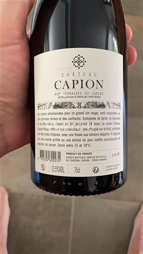 Vin Rouge sec Château Capion 2018 France Languedoc Terrasses-du-larzac AOC bio