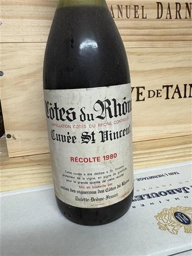 Vin Rouge sec St Vincent Côtes du Rhône 1980 France Vallée du Rhône Côtes-du-rhône AOC