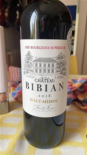 Bordeaux Haut-Médoc Cru Bourgeois Supérieur Château Bibian 2018