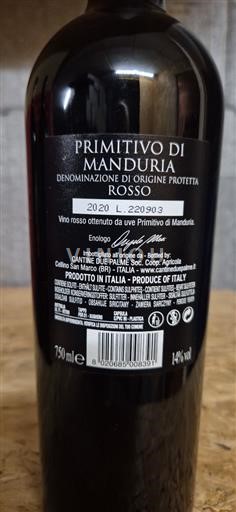 Apulia Primitivo di Manduria Cantine Due Palme 2020