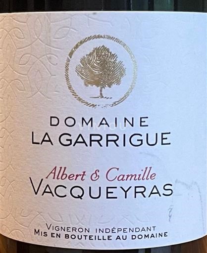 Rhônen laakso Vacqueyras Domaine La Garrigue Albert & Camille 2021
