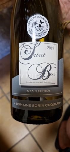 Borgogna Saint-Bris Domaine Sorin Coquard Grain de Folie 2019