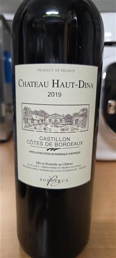 Bordeaux Castillon Côtes de Bordeaux Château Haut-Dina 2019