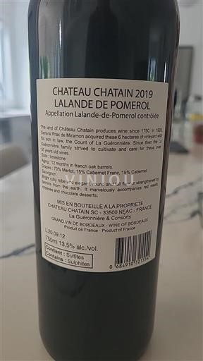 Bordeaux Lalande-de-Pomerol Château Chatain 2019