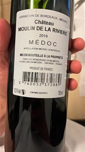 Bordeaux Médoc Château Moulin de la Riviere 2019