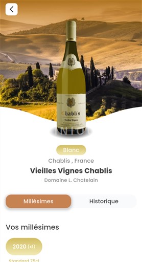 Bourgogne Chablis Domaine L. Chatelain Vieilles Vignes 2020