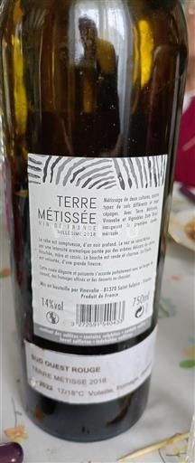 South West Unspecified Vinovalie Terre Métissée 2018