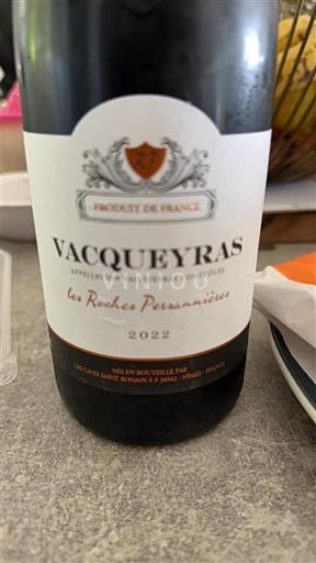 Vin Rouge sec Les Roches Persannières 2022 France Vallée du Rhône Vacqueyras AOC