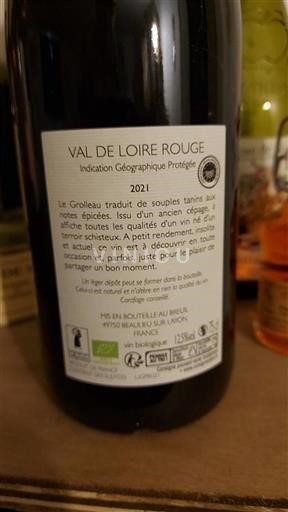 Vin Rouge sec Breuil 2021 France Vallée de la Loire Val de Loire IGP