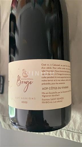 Thung lũng Rhône Côtes-du-vivarais Domaine La Bruge Les Agrions 2022