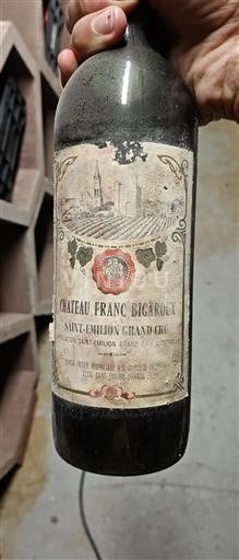 Vin Rouge sec Château Franc Bigaroux 1975 France Bordeaux Saint-Émilion AOC Grand Cru