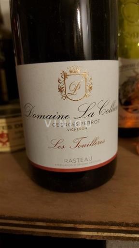 Vin Rouge sec Les Touillères Domaine La Collière 2022 France Vallée du Rhône Rasteau AOC