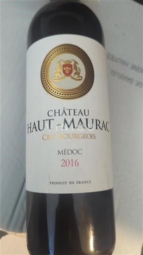 Vin Rouge sec Château Haut-Maurac 2016 France Bordeaux Médoc AOC Cru Bourgeois