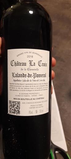 Burdeos Lalande-de-Pomerol Château La Croix de la Chenevelle 2018
