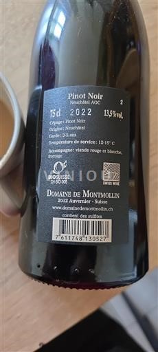 Neuchâtel Neuchâtel PDO Domaine Montmollin 2022