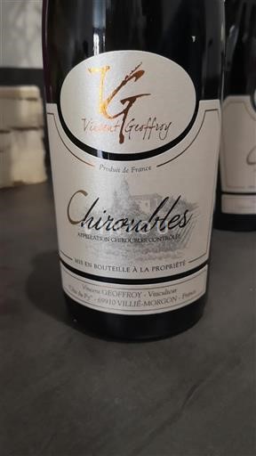 Beaujolais Chiroubles Vincent Geoffroy Icke årgångsbetecknad