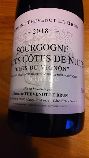 Borgogna Non specificato Domaine Thevenot-Le Brun Clos du Vignon 2018