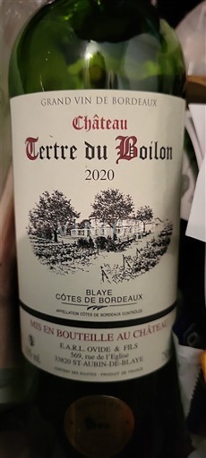 Burdeos Blaye-Côtes de Burdeos Château Terre du Boilon 2020