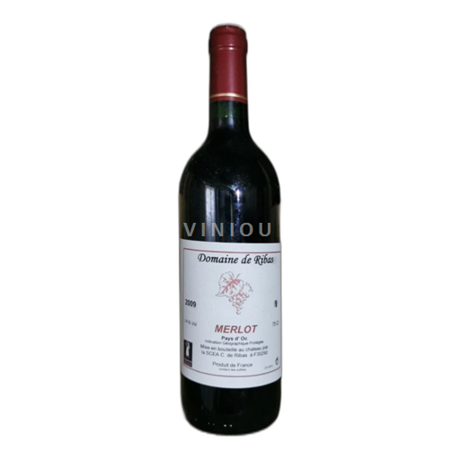 Vin Rouge sec Merlot Domaine Ribas 2009 France Languedoc et Roussillon Pays d'oc IGP