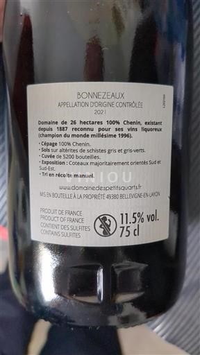 Loiretal Bonnezeaux Domaine Des Petits Quarts 2021