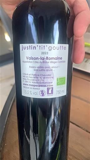 Vin Rouge sec justin'tit'goutte Mas Pouperas 2023 France Vallée du Rhône Côtes-du-rhône-villages AOC