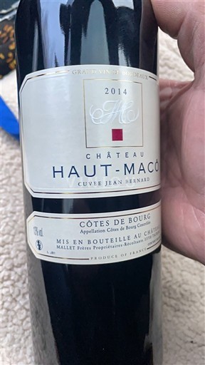 Burdeos Côtes-de-bourg Château Haut-Macô Jean Bernard 2014