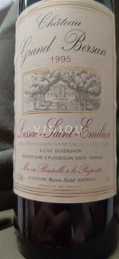 Bordéus Lussac-Saint-Émilion Château Grand Bersan 1995