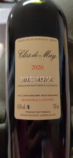 Bordeaux Haut-Médoc Château Maucamps Clos de May 2020