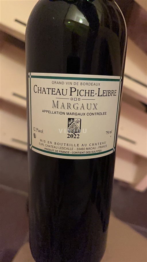 Bordéus Margaux Château Piche-Leibre 2022