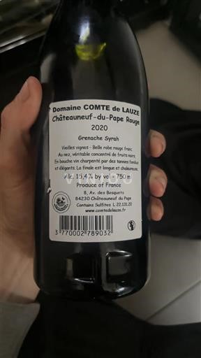 Vallée du Rhône Châteauneuf-du-pape Domaine Comte de Lauze 2020