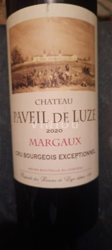 Bordéus Margaux Cru Bourgeois Exceptionnel Château Paveil de Luze 2020