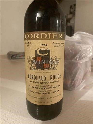 Vin Rouge sec Cordier 1969 France Bordeaux AOC